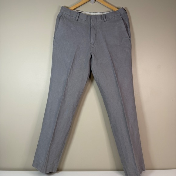 J.Crew Ludlow Classic Baird McNutt Irish Linen Pants Grey Mens 32x32 Dress Work - Picture 7 of 9